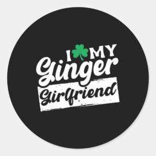 I Love My Ginger Redhead Shamrock St Patricks Day  Classic Round Sticker