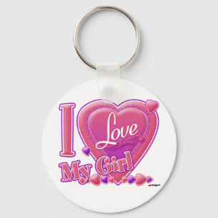 I Love My Girl pink/purple - heart Key Ring