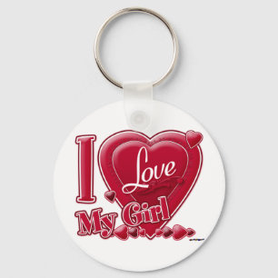I Love My Girl red - heart Key Ring