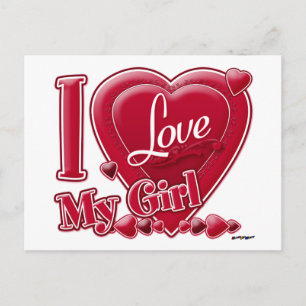 I Love My Girl red - heart Postcard