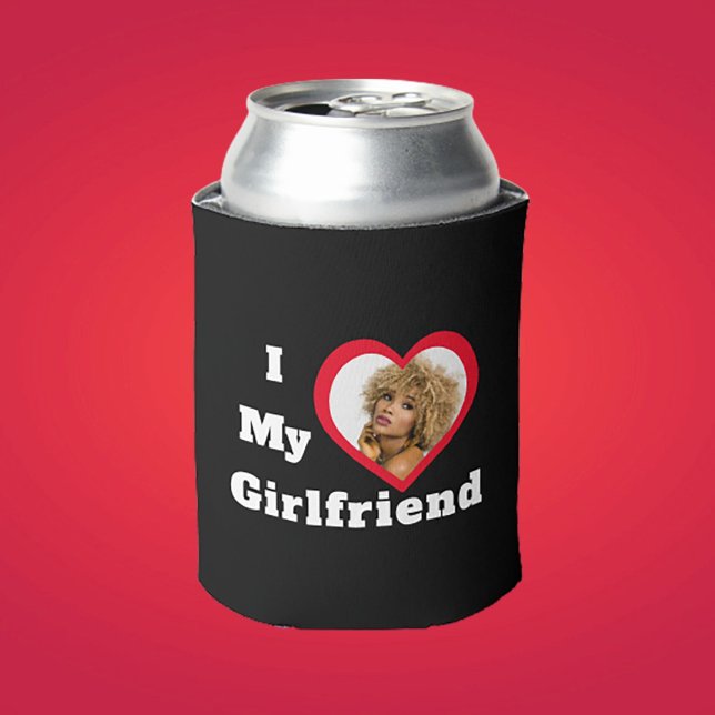 I Love My Girlfriend Bae Personalised Custom Photo Can Cooler (Creator Uploaded)