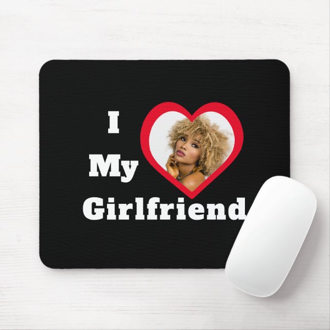 I Love My Girlfriend Bae Personalised Custom Photo Mouse Pad (With Mouse)