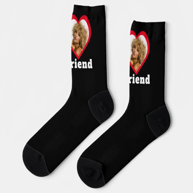 I Love My Girlfriend Bae Personalised Custom Photo Socks (Left)