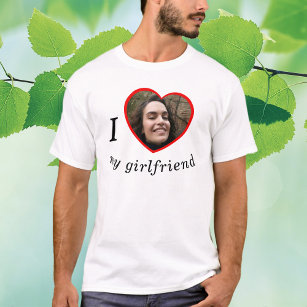 I Love My Girlfriend Boyfriend Custom Photo Text T-Shirt