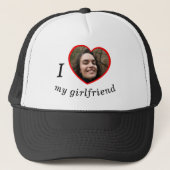 I Love My Girlfriend Boyfriend Custom Photo Text Trucker Hat (Front)