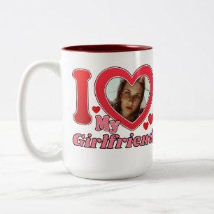 I Love My Girlfriend Boyfriend Wife Husband Photo Two-Tone Coffee Mug