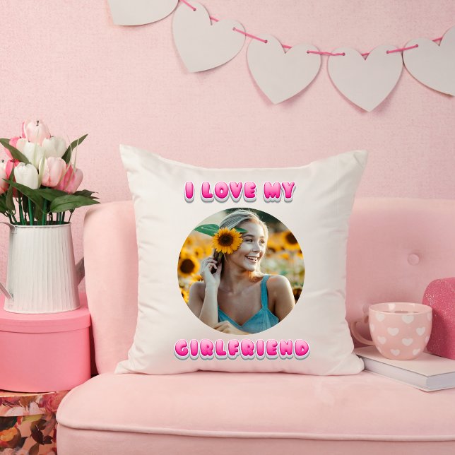 I love my girlfriend bubble valentines day gift cushion (Creator Uploaded)