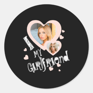 I Love My Girlfriend Chalkboard Doodles Black Cute Classic Round Sticker