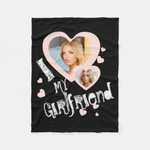 I Love My Girlfriend Chalkboard Doodles Black Cute Fleece Blanket