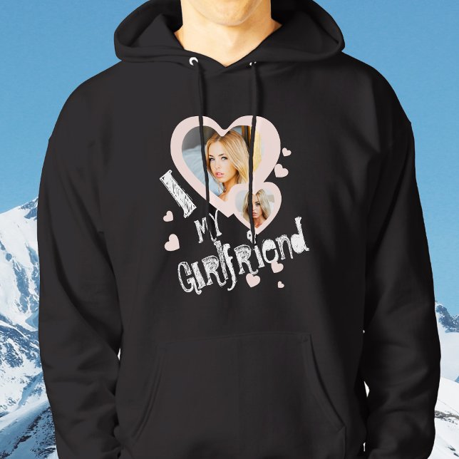 I love my Girlfriend Chalkboard Doodles Black Hoodie (Creator Uploaded)