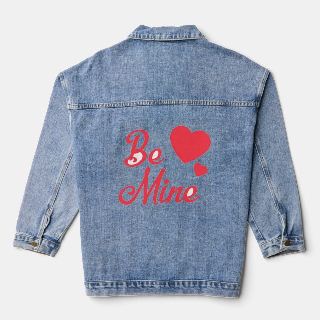 I Love My Girlfriend" Classic Fit  in Black Denim Jacket (Back)