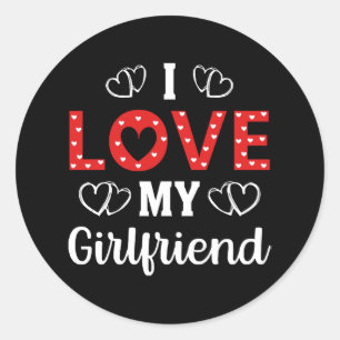 I Love My Girlfriend Classic Round Sticker
