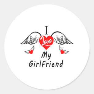 I Love My GirlFriend Classic Round Sticker