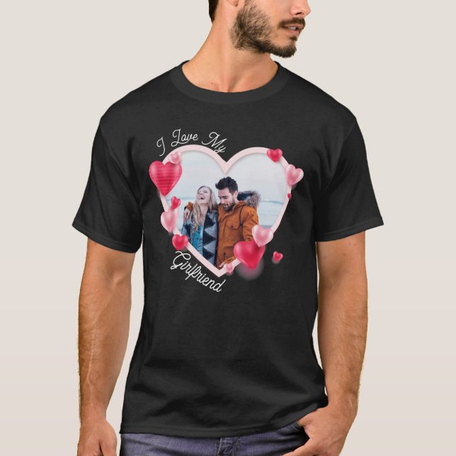 I Love My Girlfriend Colourful Heart Photo T-Shirt (Front)