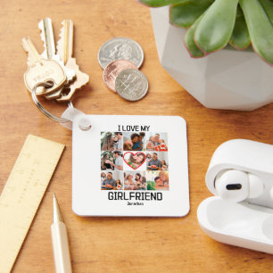 I love My Girlfriend Custom 9 Photo Collage Key Ring