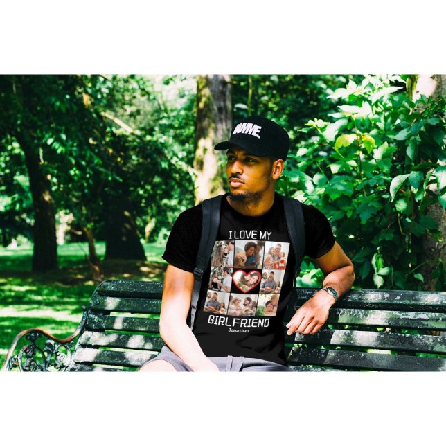 I love My Girlfriend Custom 9 Photo Collage T-Shirt (Creator Uploaded)