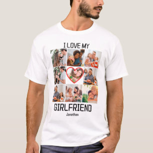 I love My Girlfriend Custom 9 Photo Collage T-Shirt