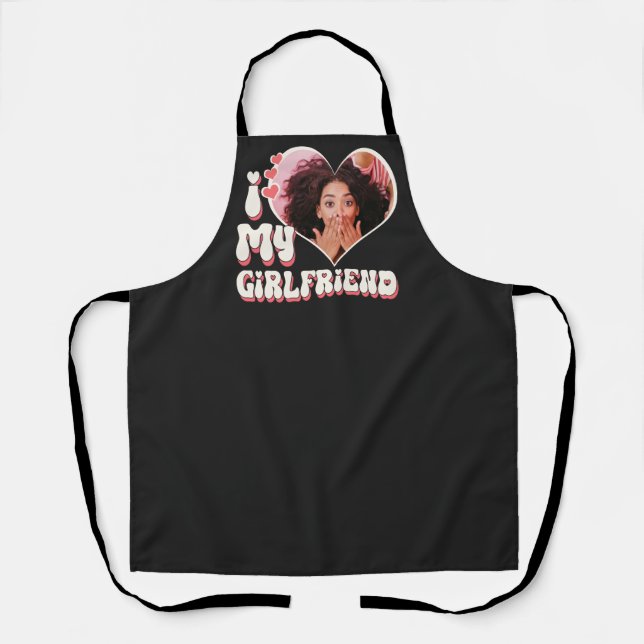 I Love My Girlfriend Custom Black Apron (Front)