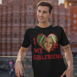 I Love My Girlfriend Custom Black T-Shirt<br><div class="desc">The perfect gift! I Love My Girlfriend shirt with great varsity college font style. Personalise with your special photo! Super fun to give and to get!!</div>