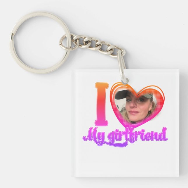 I Love My Girlfriend Custom Personalised Key Ring (Front)