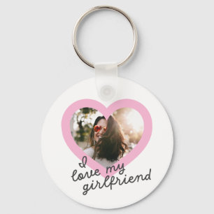 I love my Girlfriend Custom Pink Valentines Photo Key Ring