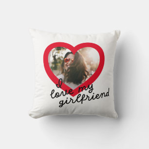 I love my Girlfriend Custom Red Valentines Photo Cushion