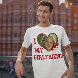 I Love My Girlfriend Custom T-Shirt<br><div class="desc">The perfect gift! I Love My Girlfriend shirt with great varsity college font style. Personalise with your special photo! Super fun to give and to get!!</div>