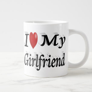 I Love My Girlfriend cute black text  Large Coffee Mug