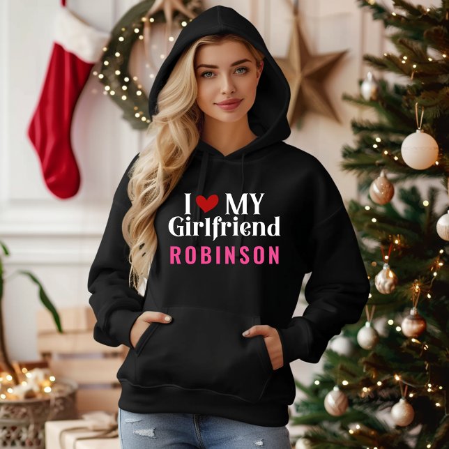 I Love My Girlfriend Elegant Black Hoodie (Creator Uploaded)