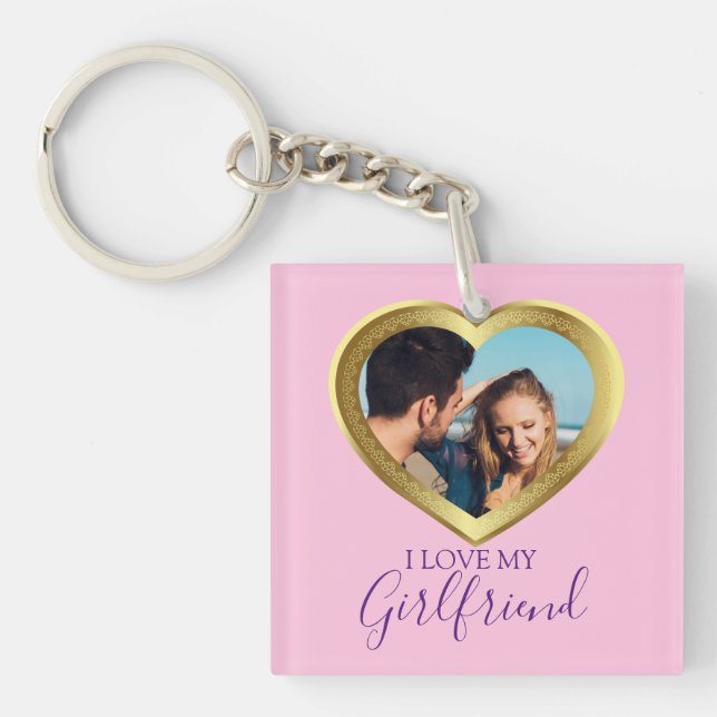 I love My Girlfriend Gift for Her Him Valentine Key Ring (Front)