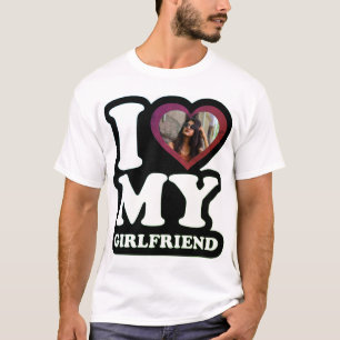 I Love My Girlfriend Green Leaf  - Custom Photo T-Shirt