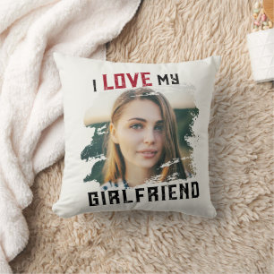 I Love My Girlfriend Grunge Custom Photo Cushion