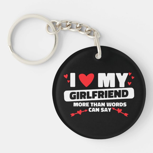 i love my girlfriend heart key ring (Front)