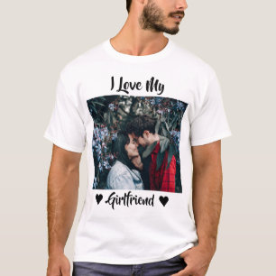 I Love My Girlfriend Heart Personalized Photo  T-S T-Shirt