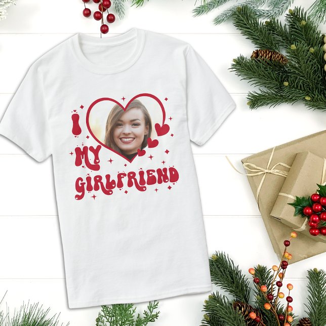 I Love My Girlfriend Heart Typography T-Shirt (Creator Uploaded)