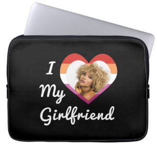 I Love My Girlfriend Lesbian Pride Custom Photo Laptop Sleeve