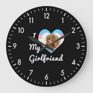 I Love My Girlfriend LGBT Trans Pride Custom Photo Large Clock