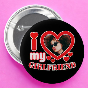I Love My Girlfriend Personalised 6 Cm Round Badge
