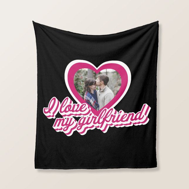 I Love My Girlfriend Personalised Custom Photo Fleece Blanket (Creator Uploaded)