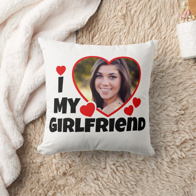 I Love My Girlfriend Personalised Photo Cushion (Blanket)