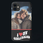 I Love My Girlfriend Personalised Photo  iPhone 11 Case<br><div class="desc">Celebrate your love uniquely with our I Love My Girlfriend personalised photo phone case. Featuring a retro groovy font and a lively red heart, this design goes beyond words—it's a love anthem! Add your chosen photo for an exclusive touch that mirrors your unique romance. This isn't merely a phone case;...</div>