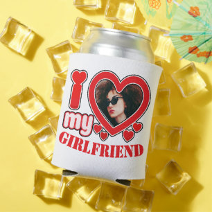 I Love My Girlfriend Personalised Photo Text Can Cooler
