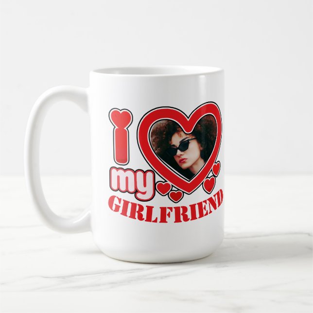 I Love My Girlfriend Personalised Photo Text Coffee Mug (Left)