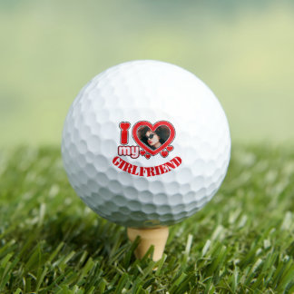 I Love My Girlfriend Personalised Photo Text Golf Balls