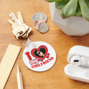 I Love My Girlfriend Personalised Photo Text Key Ring