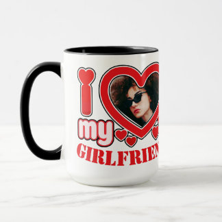 I Love My Girlfriend Personalised Photo Text Mug