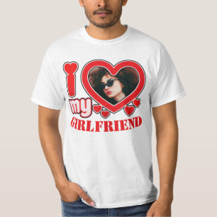 I Love My Girlfriend Personalised Photo Text T-Shirt