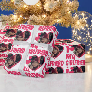 I Love My Girlfriend Personalised Photo  Wrapping Paper