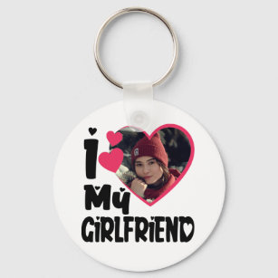 I Love My Girlfriend Personalized Photo Key Ring