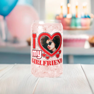I Love My Girlfriend Personalized Photo Text Can Glass